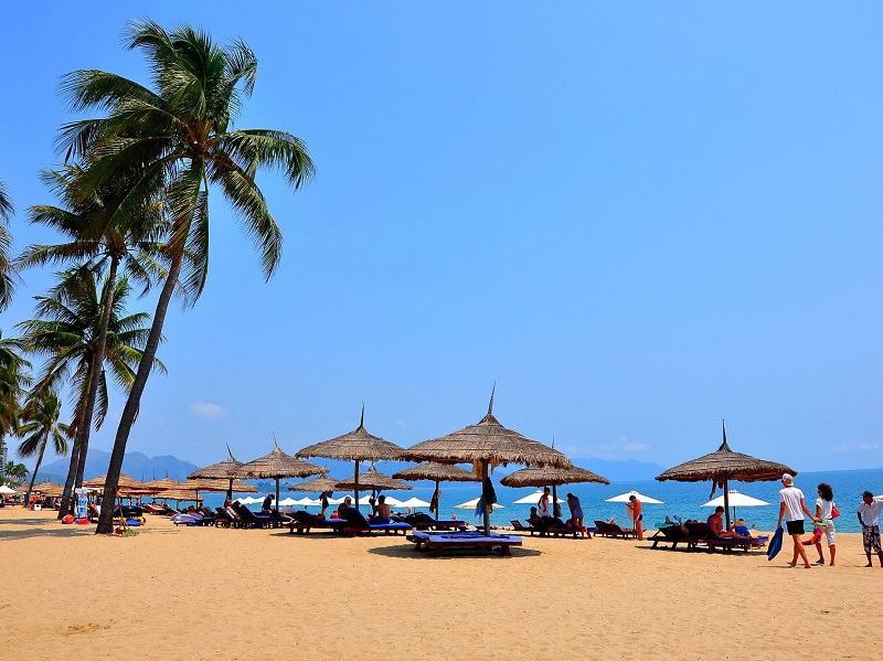 Palm tree lined Nha Trang Beach